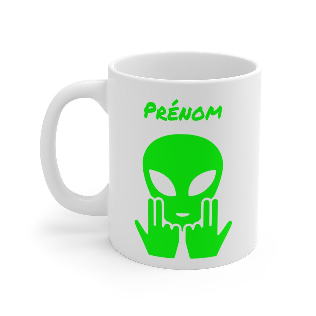 Mug Alien Personnalisé avec Prénom Tasse Humour OVNI Vert Signe Jul Cadeau Drôle et Original