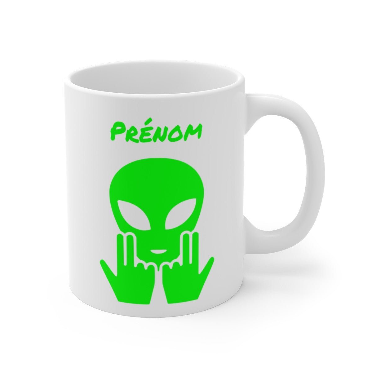 Mug Alien Personnalisé avec Prénom Tasse Humour OVNI Vert Signe Jul Cadeau Drôle et Original