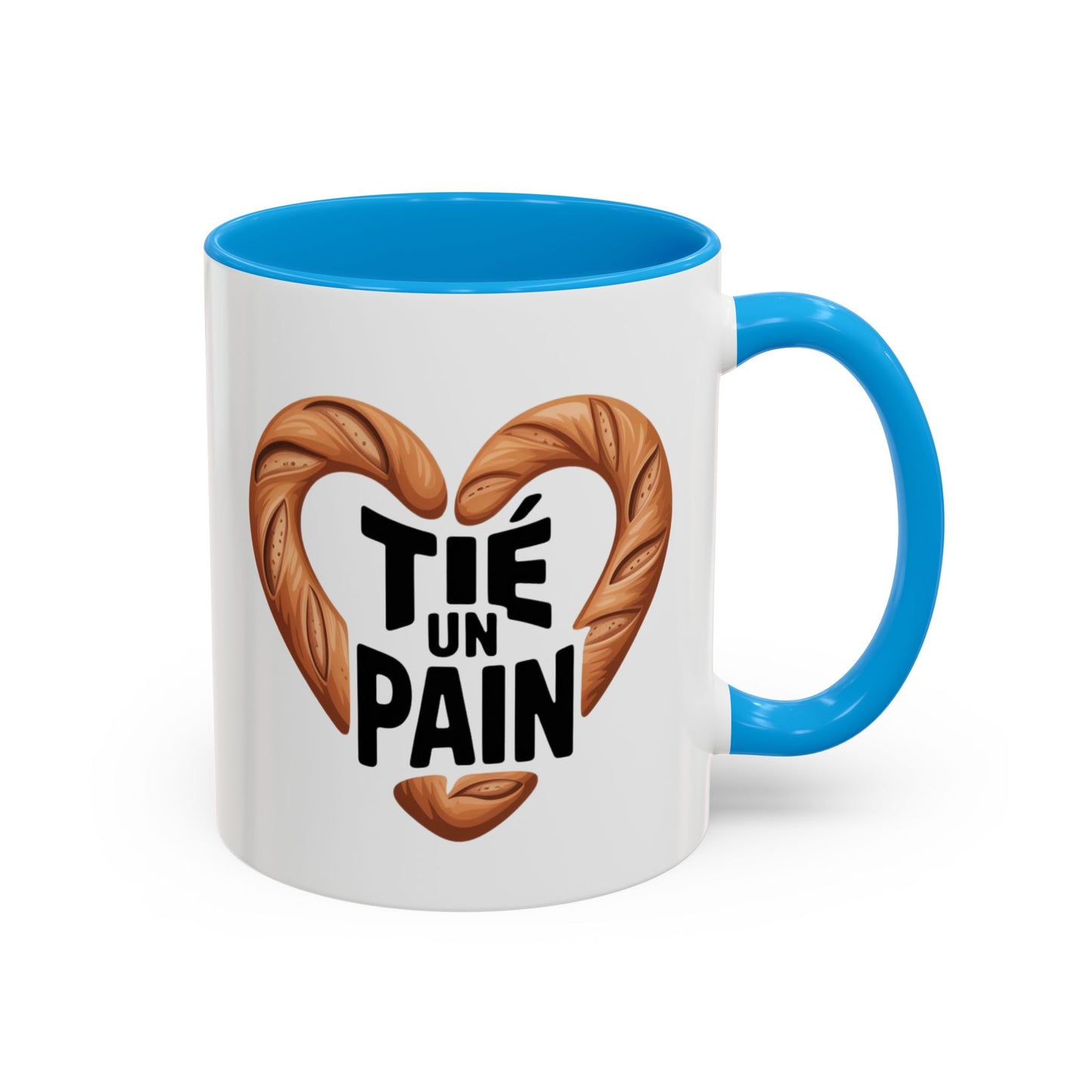 Mug T’es un Pain – Tasse Humour Boulangerie Amour Jeu de Mots – Cadeau Original Fun – Céramique 325ml Noir Bleu Rouge