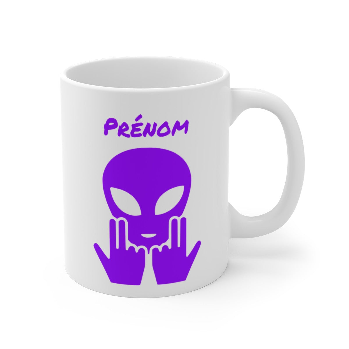 Mug Alien Personnalisé avec Prénom Tasse Humour OVNI Violet Signe Jul Cadeau Drôle et Original