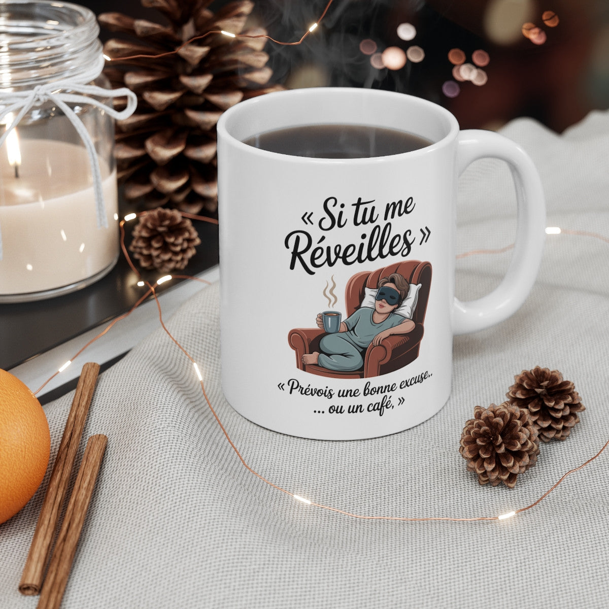 Tasse Si Tu Me Réveilles Prévois du Café – Mug Humour Sommeil – Cadeau Drôle Paresseux Dormeur 325ml