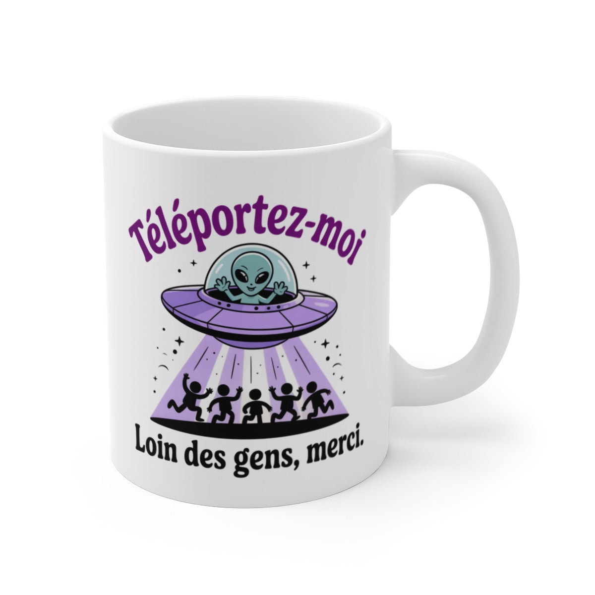 Tasse Alien Téléportation – Mug Humour Antisocial Geek – Extraterrestre Drôle et Original 325ml