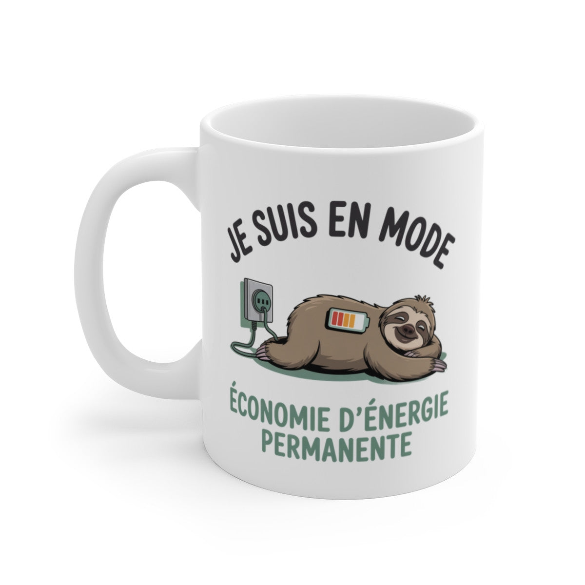 Tasse Paresseux Drôle – Mug Économie d’Énergie Permanente – Humour Fatigue Recharge 325ml