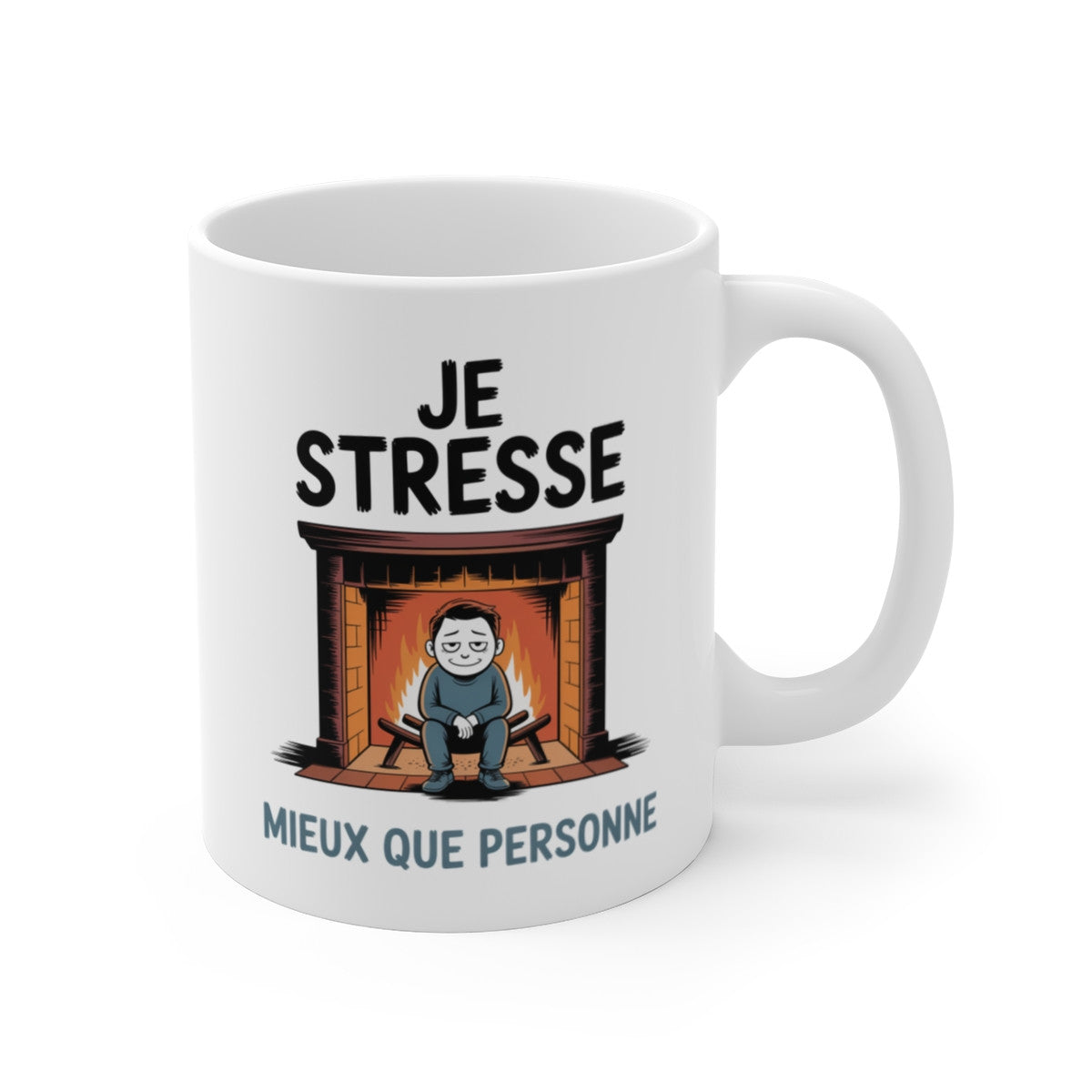 Tasse Je Stresse Mieux Que Personne – Mug Humour Burn-Out Feu Intérieur – Idée Cadeau Décompressant 325ml