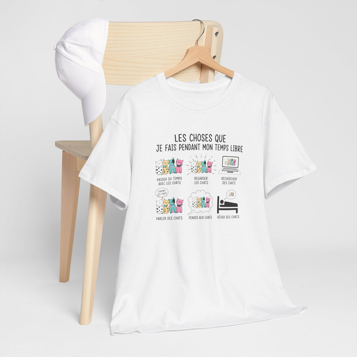 Tee Shirt Chat Homme Femme – Passion Féline Humour Temps Libre – Idée Cadeau Amoureux des Chats Propriétaire de Félin