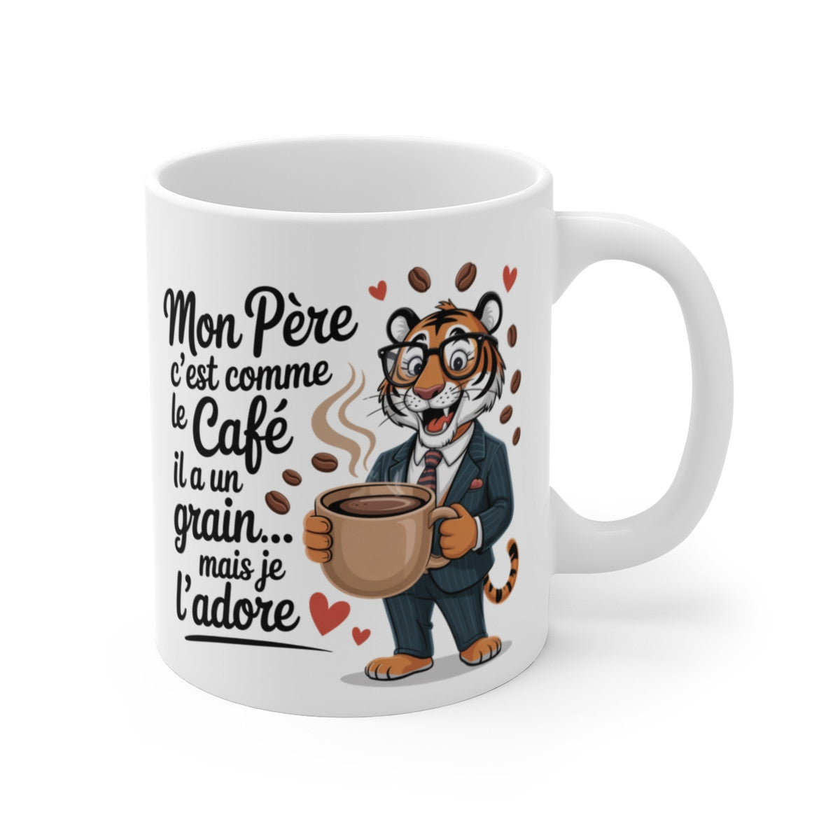 Tasse Humour Mon Père Tigre Costume – Mug Café Papa Original et Classe – Cadeau Fête des Pères 325ml