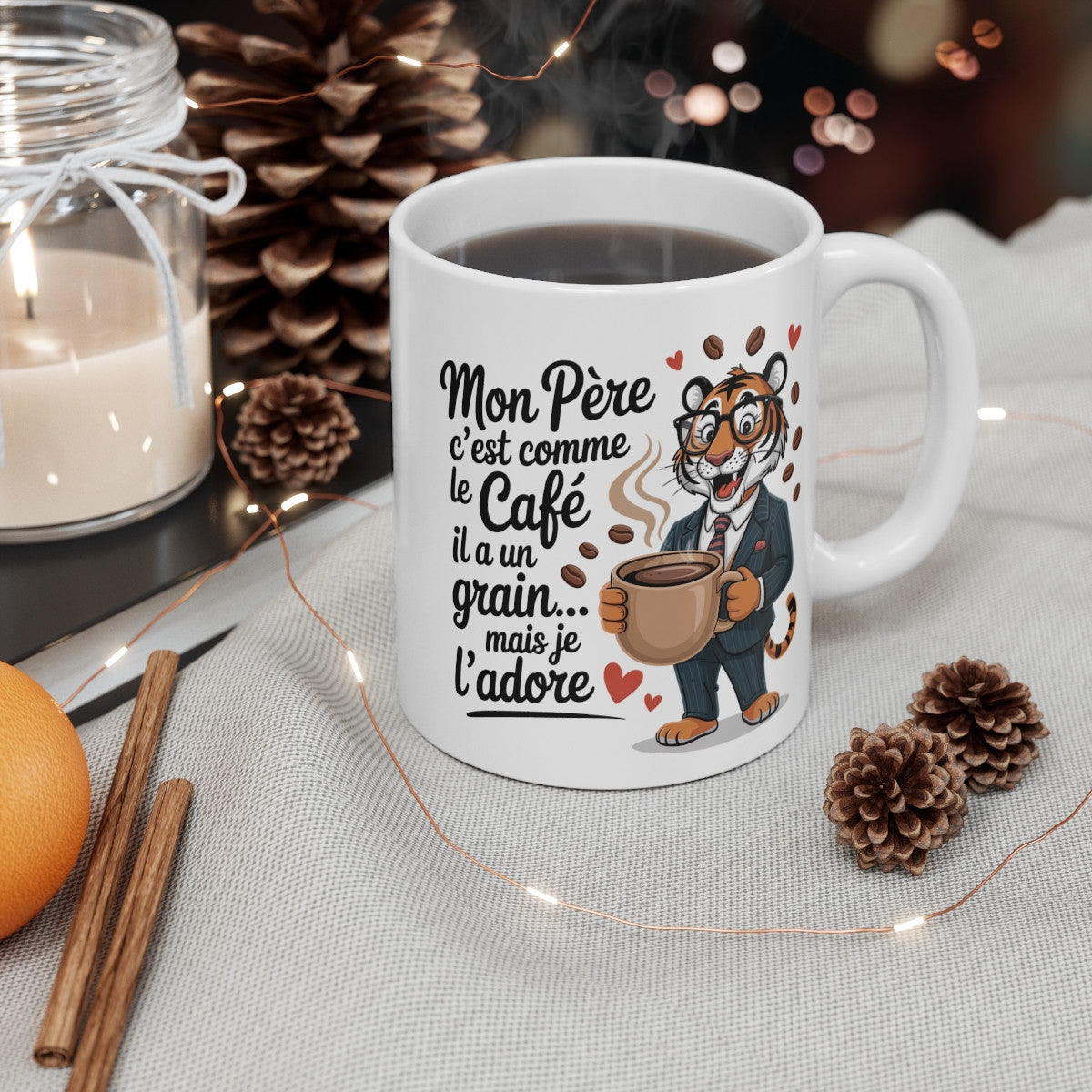Tasse Humour Mon Père Tigre Costume – Mug Café Papa Original et Classe – Cadeau Fête des Pères 325ml