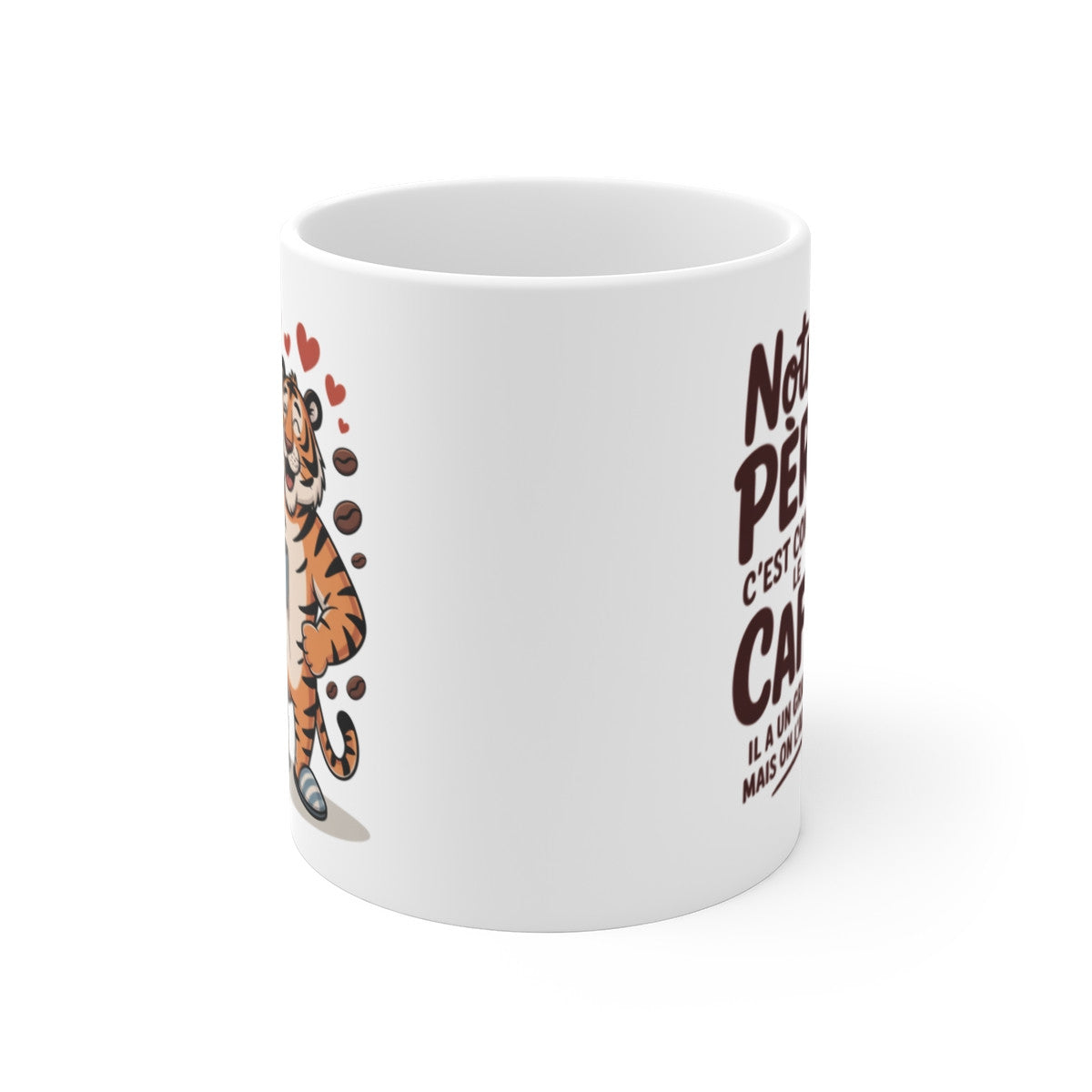 Tasse Humour Notre Père – Mug Tigre et Café à Message – Cadeau Famille Enfants Papa Original 325ml