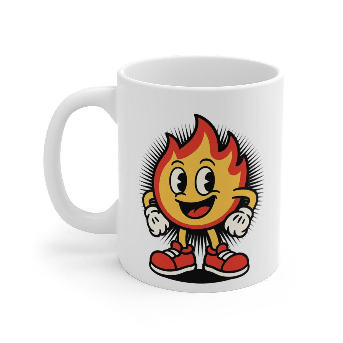 Tasse Céramique Flamme Souriante – Mug Fun Design Cartoon – Cadeau Original Énergie Positive 325ml