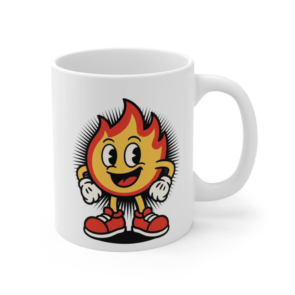 Tasse Céramique Flamme Souriante – Mug Fun Design Cartoon – Cadeau Original Énergie Positive 325ml