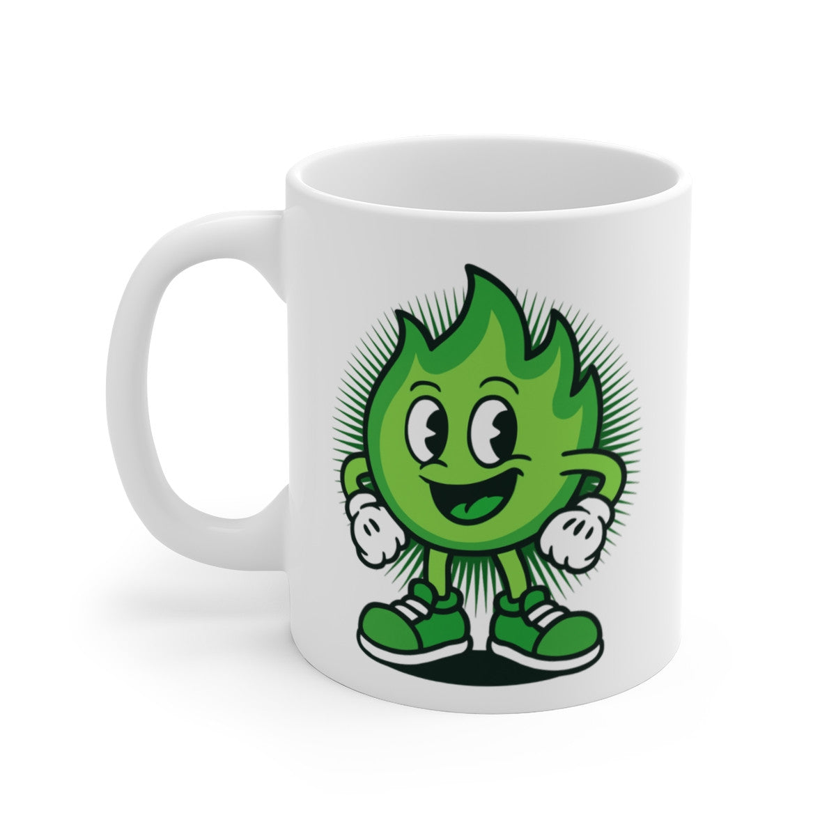 Tasse Flamme Verte Rigolote – Mug Cartoon Écolo Fun – Cadeau Original Pop Design 325ml