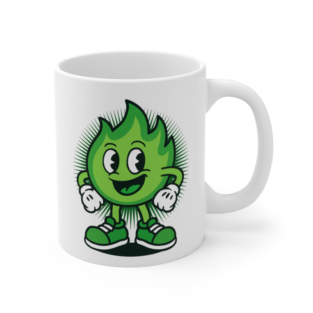 Tasse Flamme Verte Rigolote – Mug Cartoon Écolo Fun – Cadeau Original Pop Design 325ml