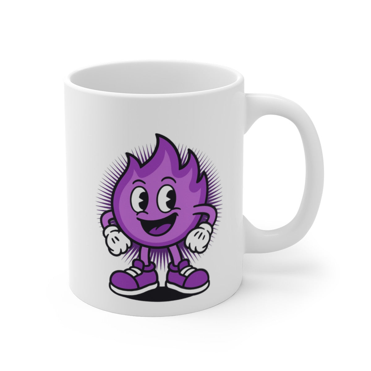 Tasse Flamme Violette Drôle – Mug Cartoon Pop Art – Cadeau Original Personnage Stylé 325ml