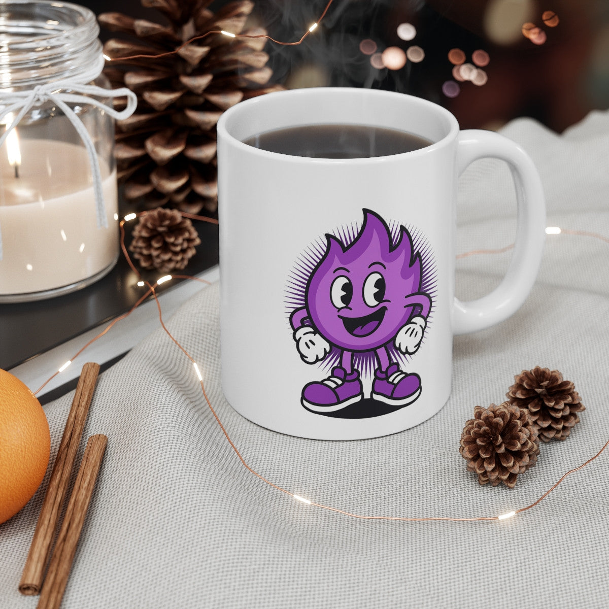 Tasse Flamme Violette Drôle – Mug Cartoon Pop Art – Cadeau Original Personnage Stylé 325ml