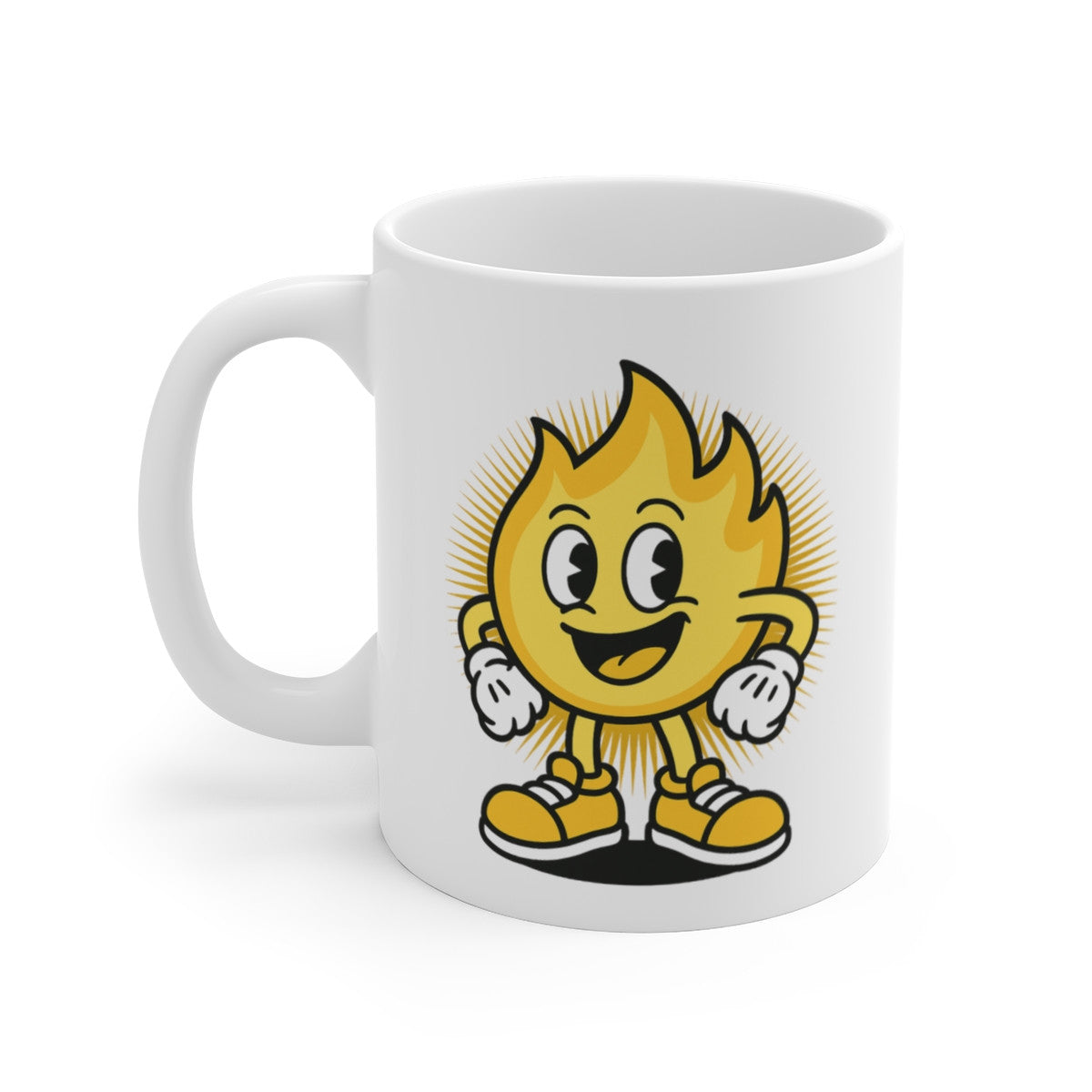 Tasse Flamme Jaune Drôle – Mug Cartoon Solaire Énergique – Cadeau Positif Pop Design 325ml