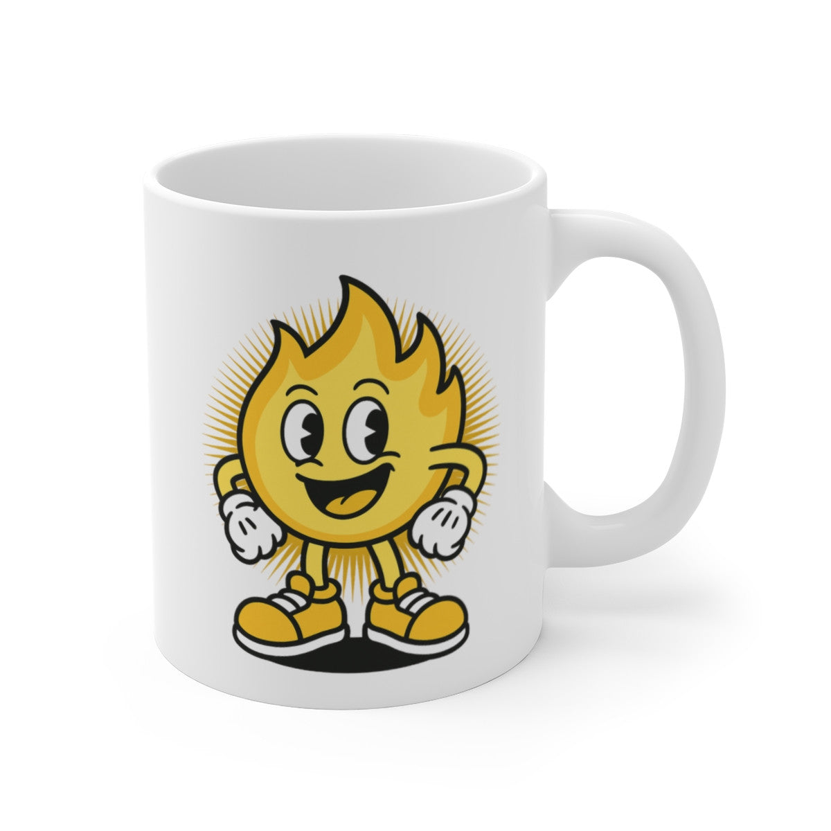 Tasse Flamme Jaune Drôle – Mug Cartoon Solaire Énergique – Cadeau Positif Pop Design 325ml