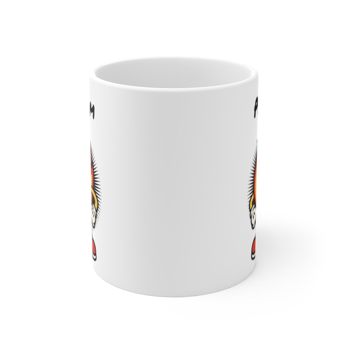 Tasse Personnalisable Flamme Cartoon Rouge – Mug Prénom Style Rétro – Cadeau Fun Céramique 325ml