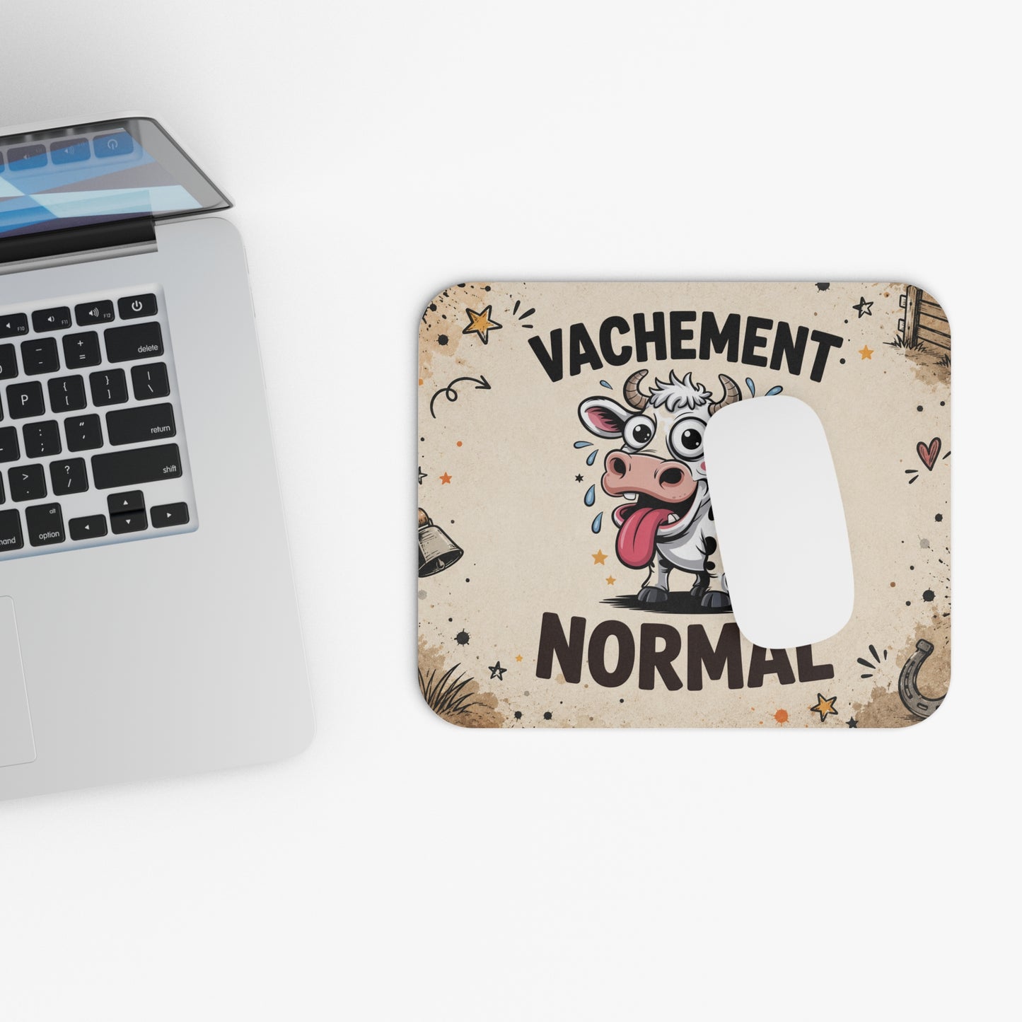 Tapis de Souris 22x18cm Vachement Normal Vache Humour Cadeau Homme Femme Bureau Gaming Animal Ferme Drôle