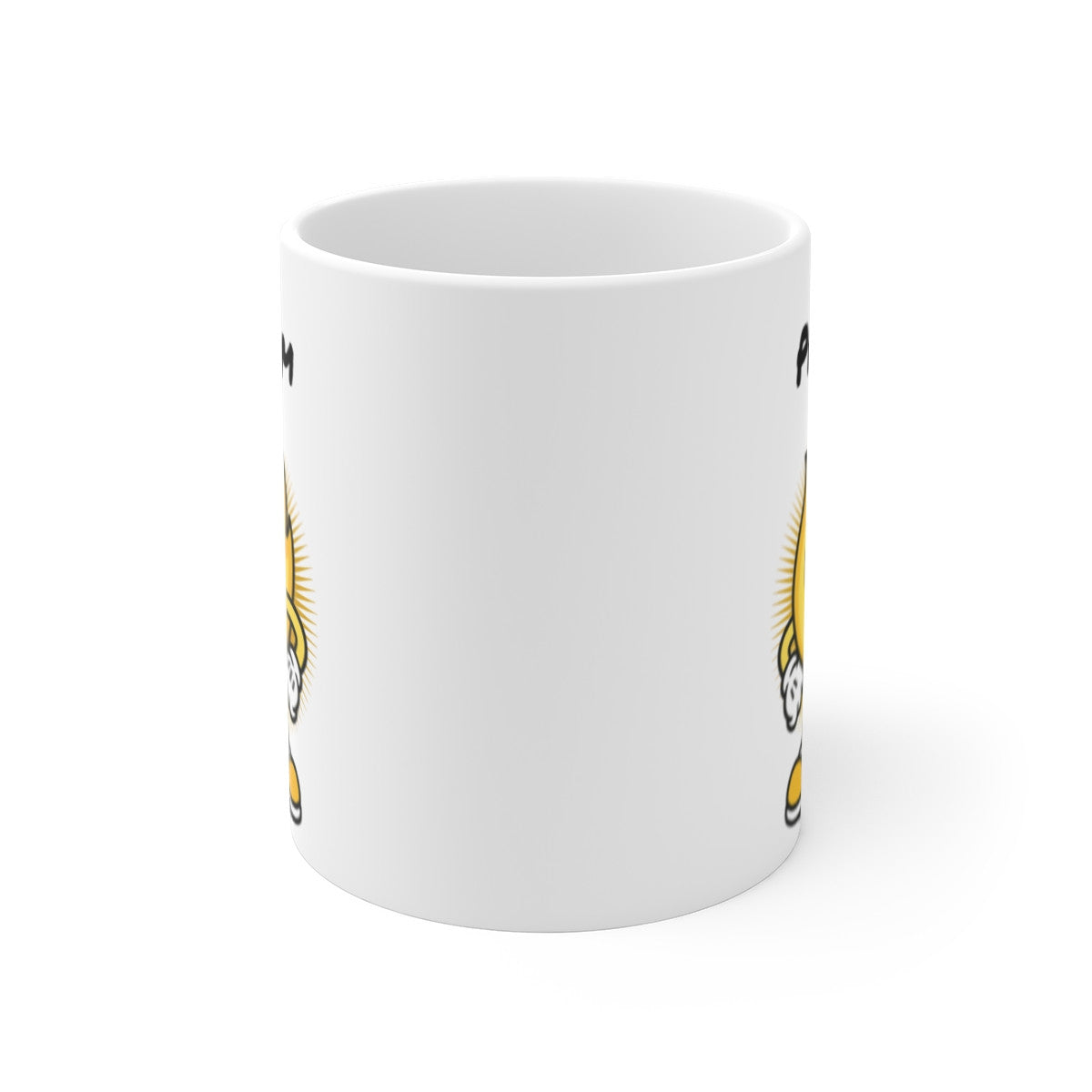 Tasse Personnalisable Flamme Jaune – Mug Cartoon avec Prénom – Cadeau Fun Solaire 325ml