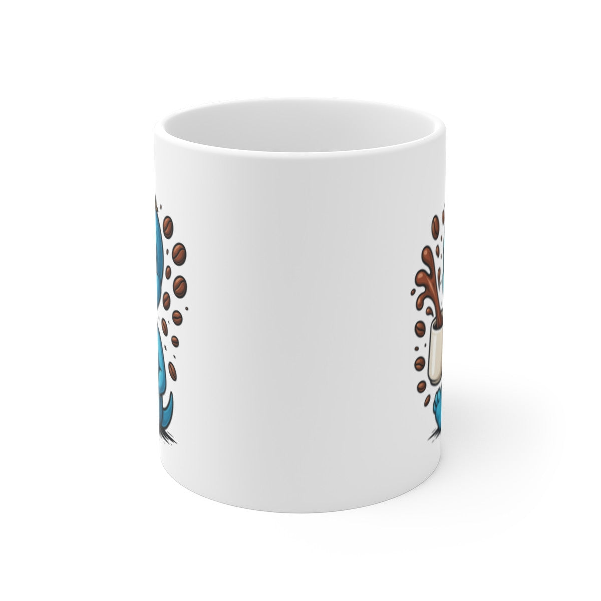 Mug Alien Caféiné – Petit Extraterrestre Rigolo – Design Cartoon avec Tasse et Grains de Café