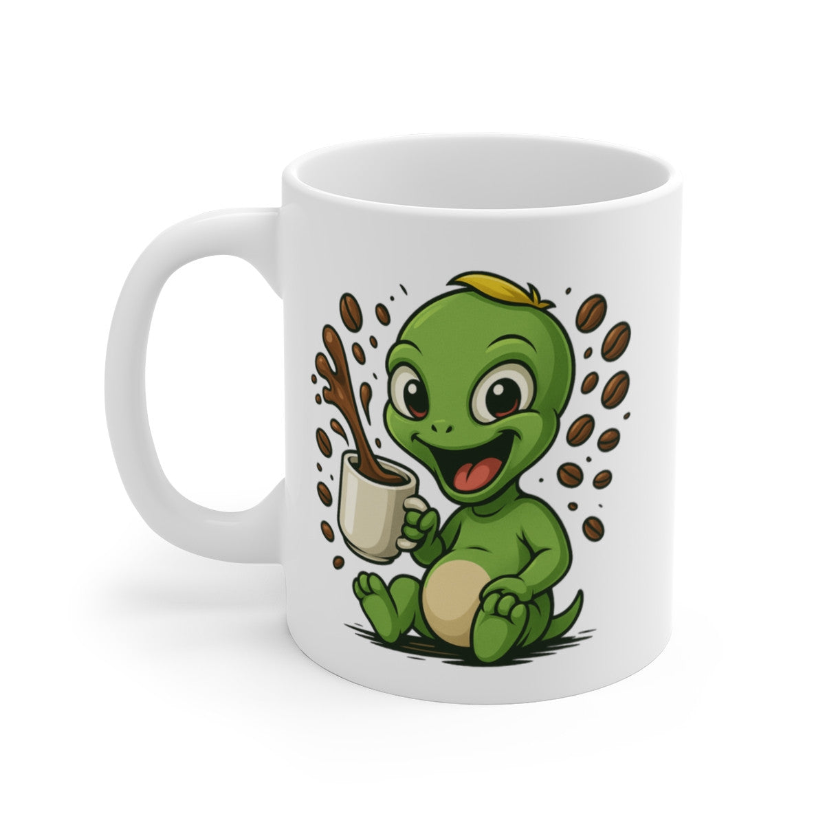 Tasse Alien Vert Caféiné – Mug Extraterrestre Cartoon Drôle – Cadeau Geek Fun 325ml Céramique