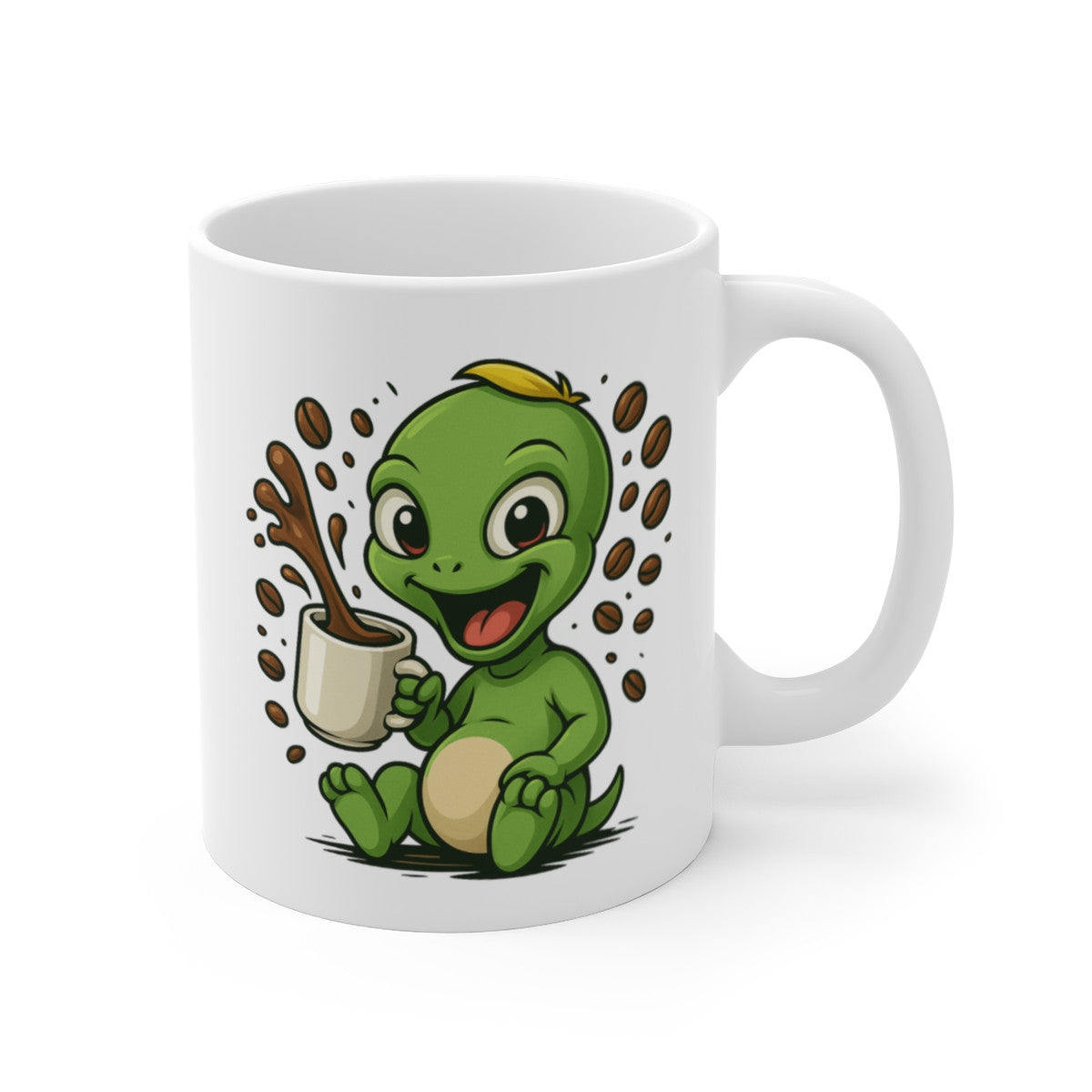 Tasse Alien Vert Caféiné – Mug Extraterrestre Cartoon Drôle – Cadeau Geek Fun 325ml Céramique