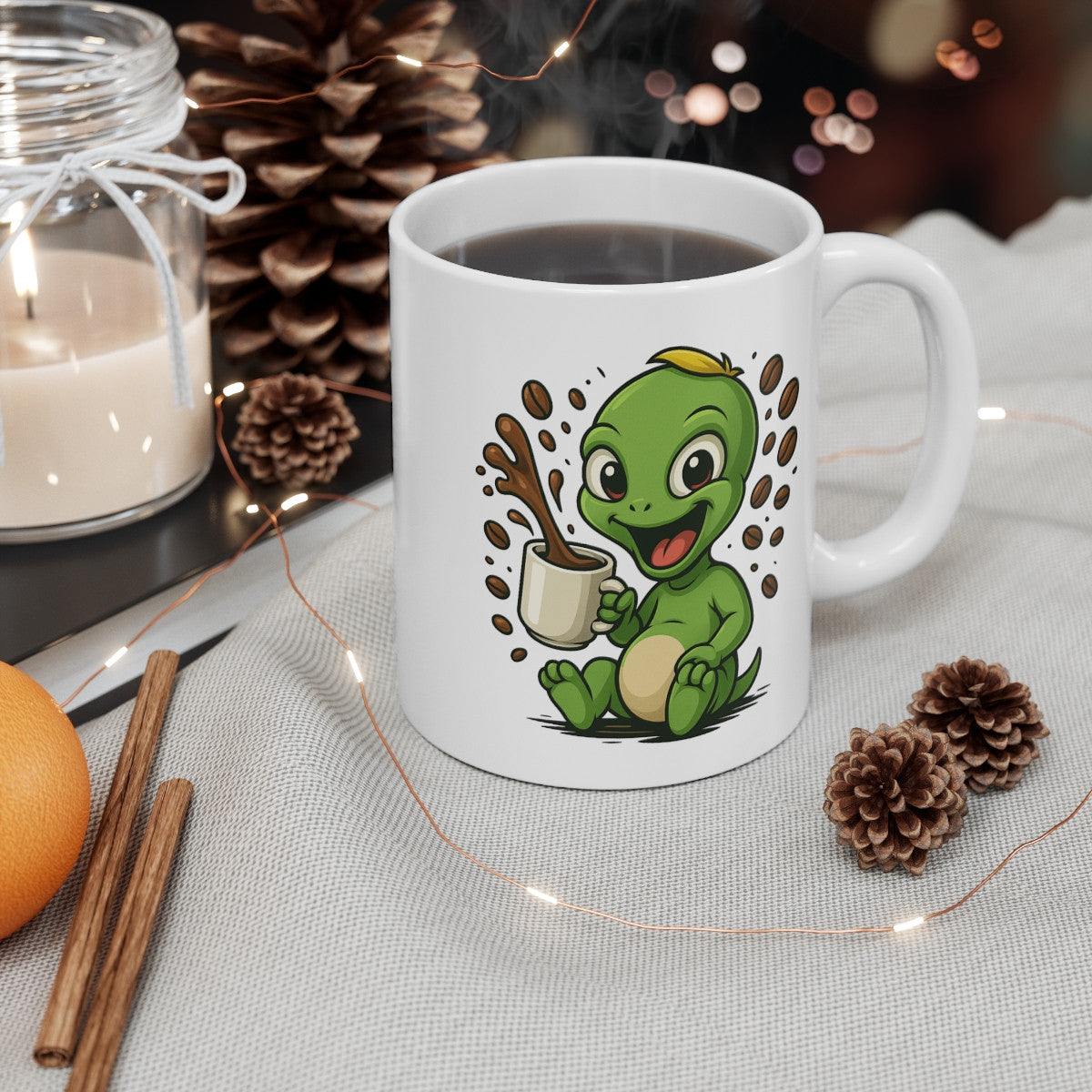 Tasse Alien Vert Caféiné – Mug Extraterrestre Cartoon Drôle – Cadeau Geek Fun 325ml Céramique