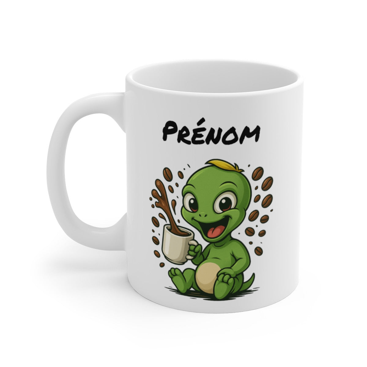 Tasse Personnalisable Alien Vert Café – Mug Extraterrestre avec Prénom – Cadeau Geek Drôle 325ml