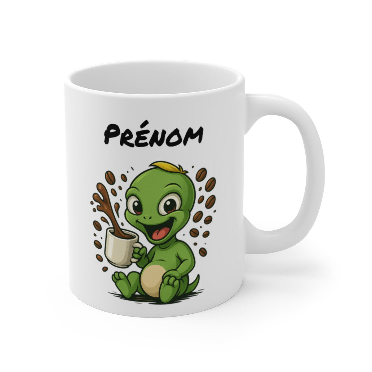 Tasse Personnalisable Alien Vert Café – Mug Extraterrestre avec Prénom – Cadeau Geek Drôle 325ml