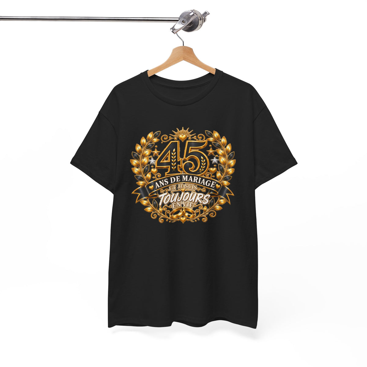 Tee Shirt 45 Ans de Mariage Homme Femme – Toujours en Vie – T-Shirt Humour Anniversaire de Mariage Couple Cadeau Original