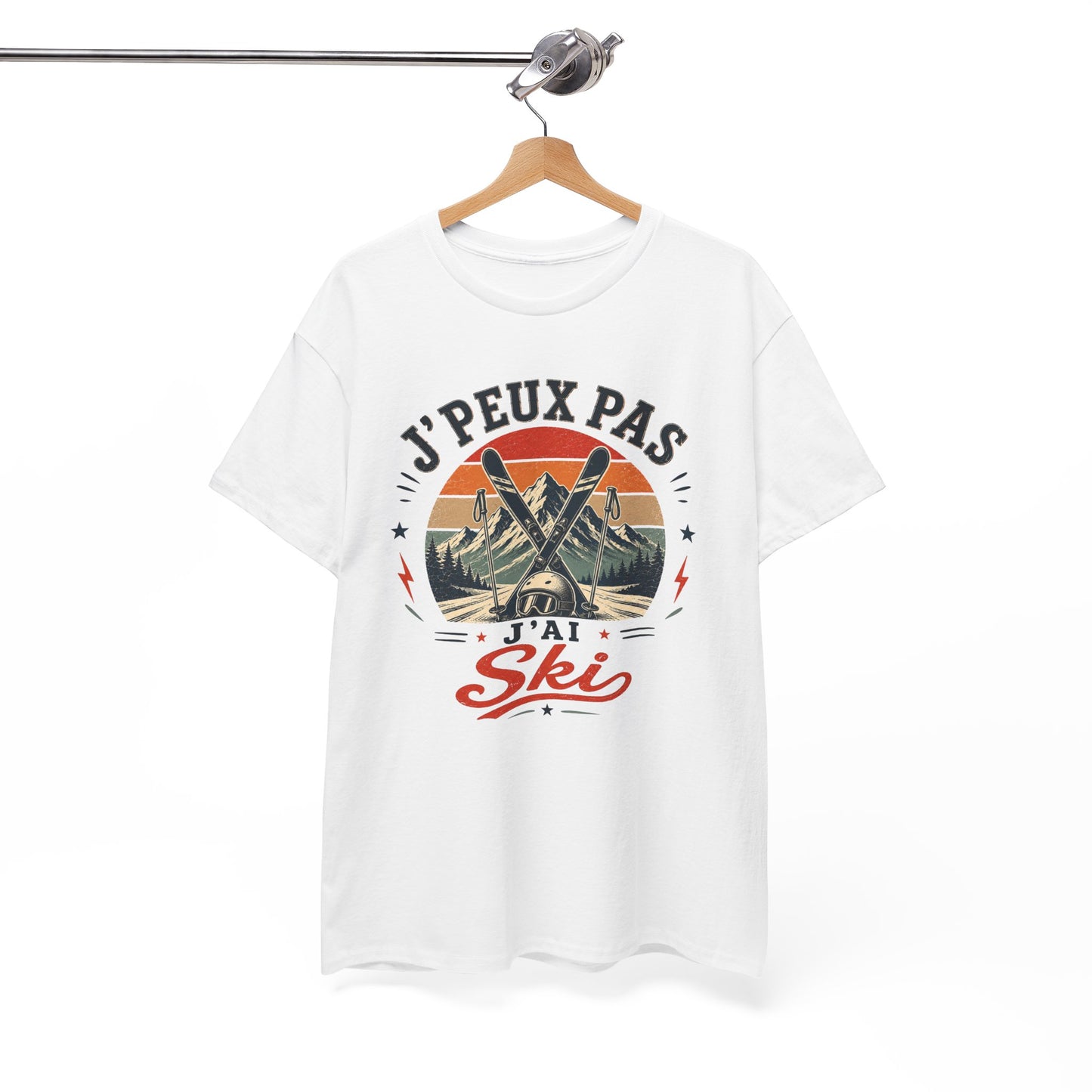T-Shirt Ski Homme Femme – J’Peux Pas J’Ai Ski – Tee Shirt Vintage Sports d’Hiver Montagne Skieur Skieuse Station de Ski Cadeau Passion Glisse