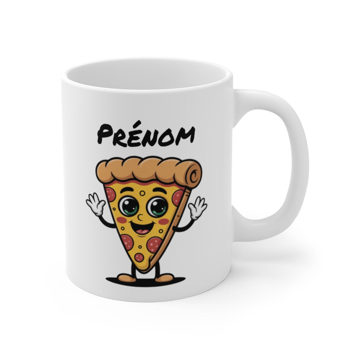 Tasse Personnalisable Pizza Drôle – Mug Cartoon Gourmand avec Prénom – Cadeau Foodie Mignon 325ml