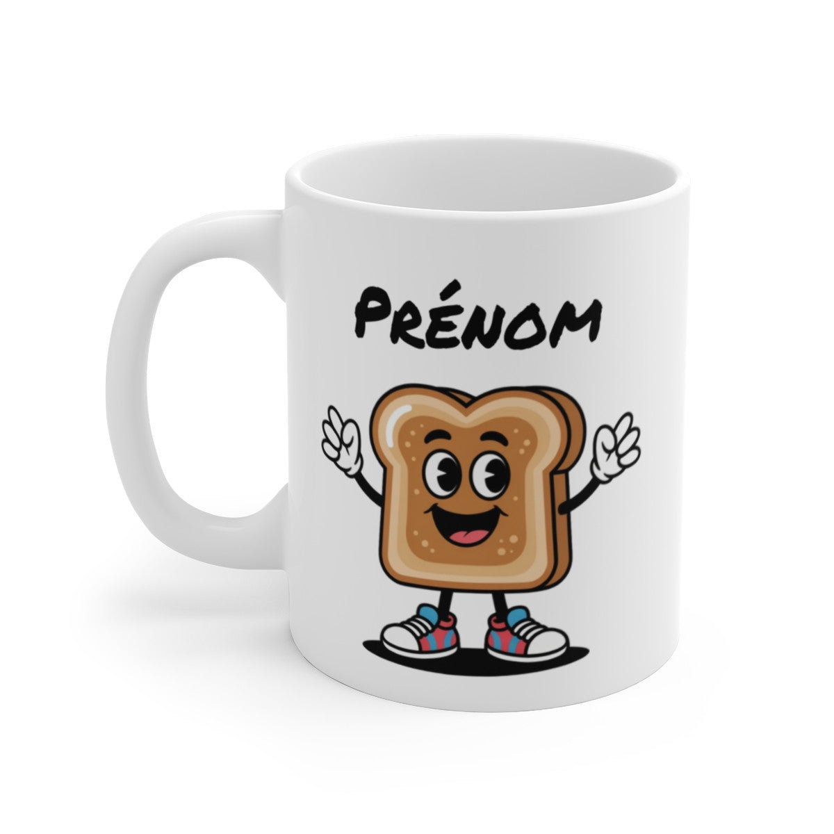 Tasse Personnalisable Pain Marrant – Mug Tartine Cartoon avec Prénom – Cadeau Petit Déjeuner 325ml