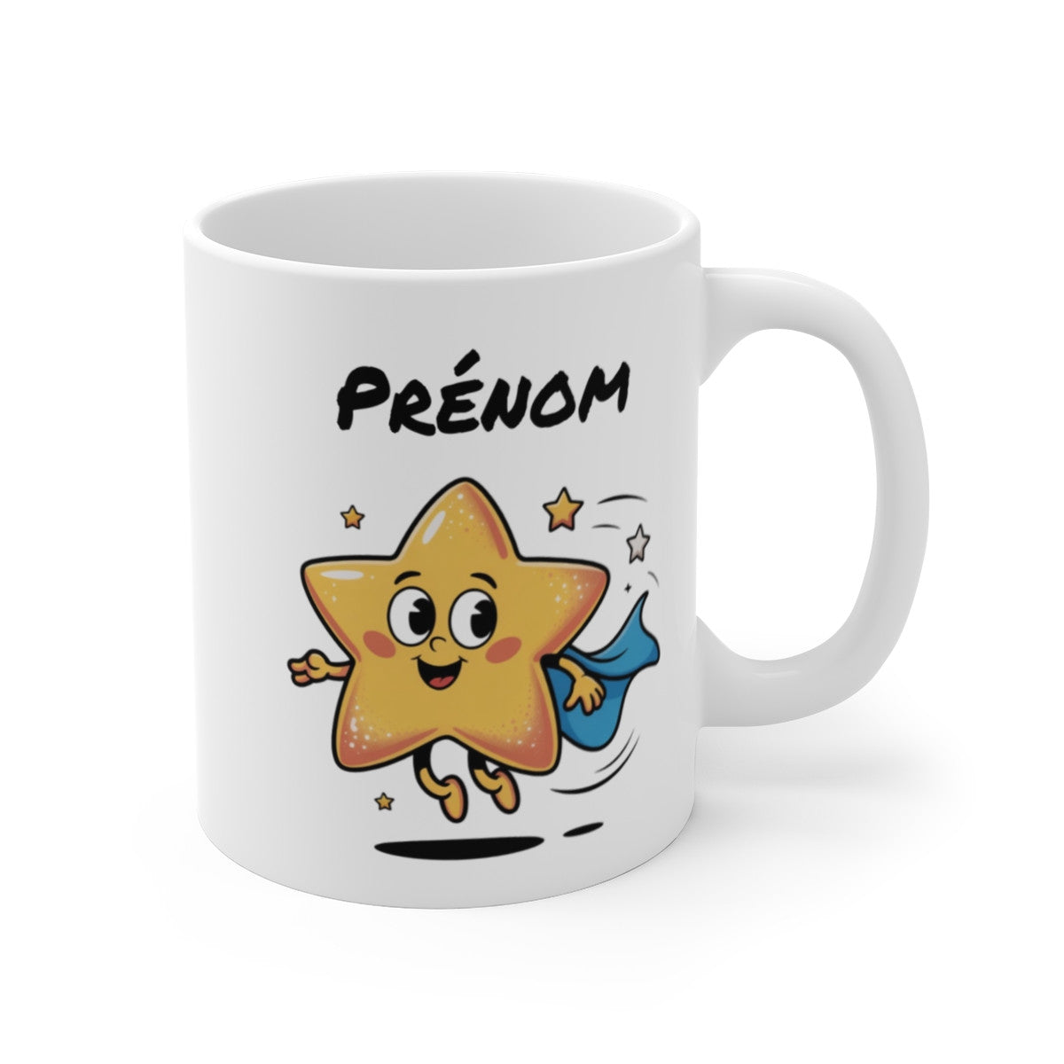 Tasse Personnalisable Étoile Souriante – Mug Super-Héros Cartoon avec Prénom – Cadeau Enfant Mignon 325ml