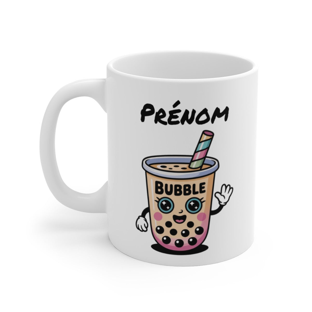 Tasse Personnalisable Bubble Tea Mignon – Mug Boba Cartoon avec Prénom – Cadeau Fun et Gourmand 325ml