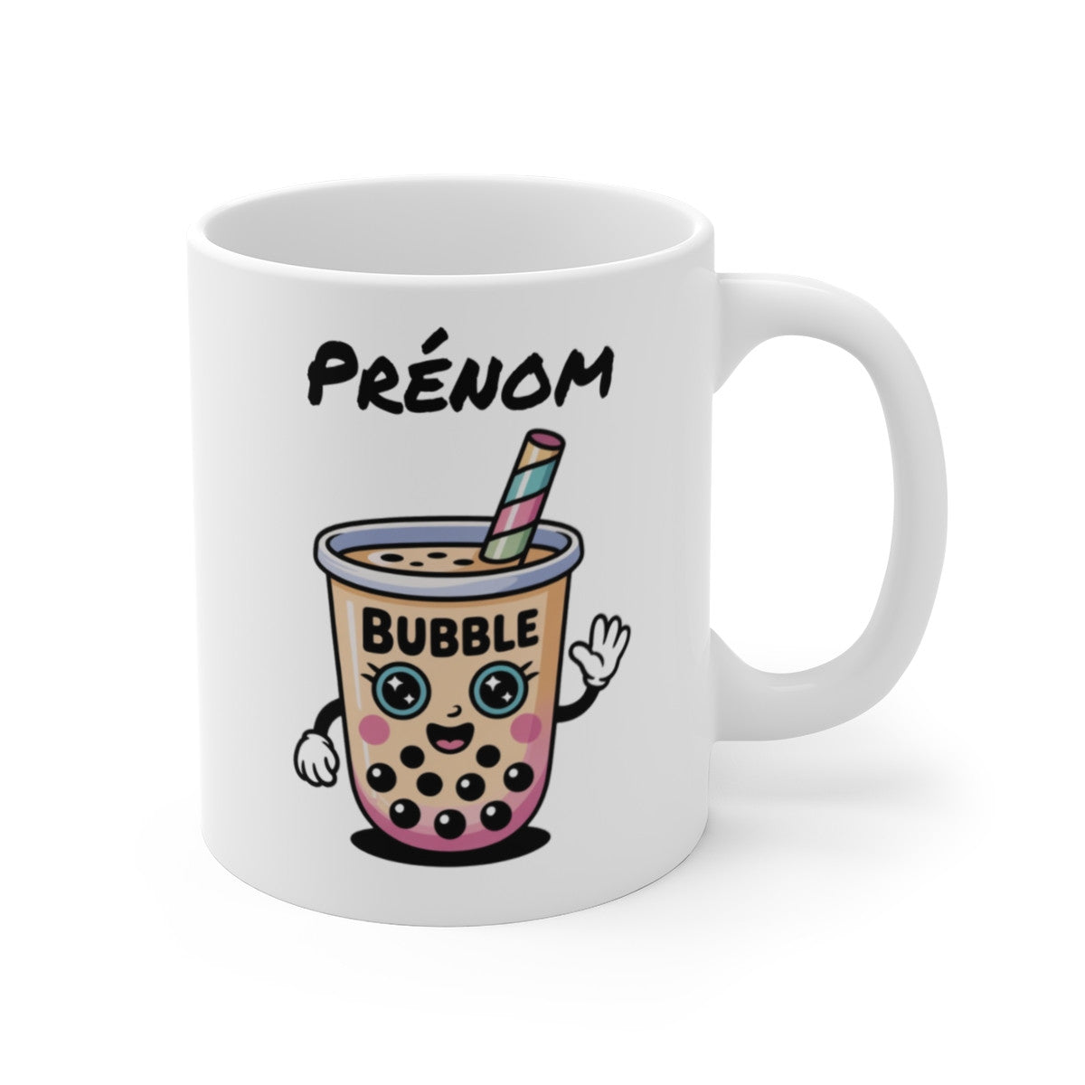 Tasse Personnalisable Bubble Tea Mignon – Mug Boba Cartoon avec Prénom – Cadeau Fun et Gourmand 325ml