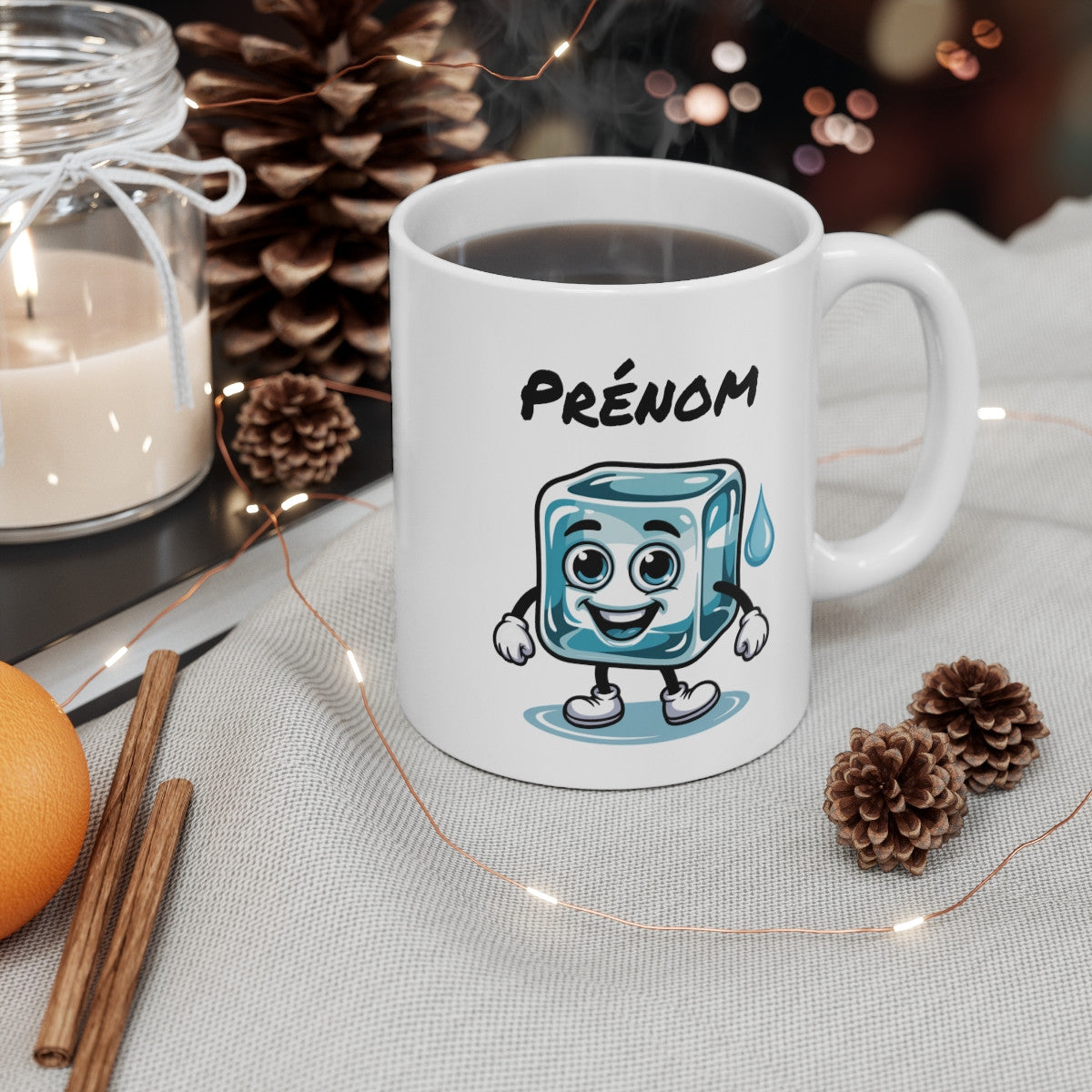 Tasse Personnalisable Glaçon Marrant – Mug Ice Cube Cartoon avec Prénom – Cadeau Original Fun 325ml