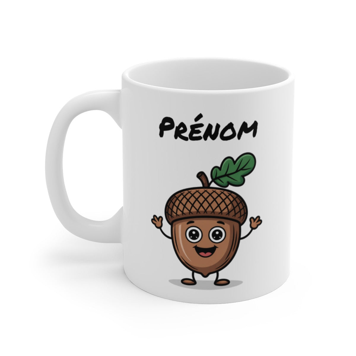 Mug Personnalisé Gland Mignon – Illustration Forêt Automne – Design Cartoon avec Prénom