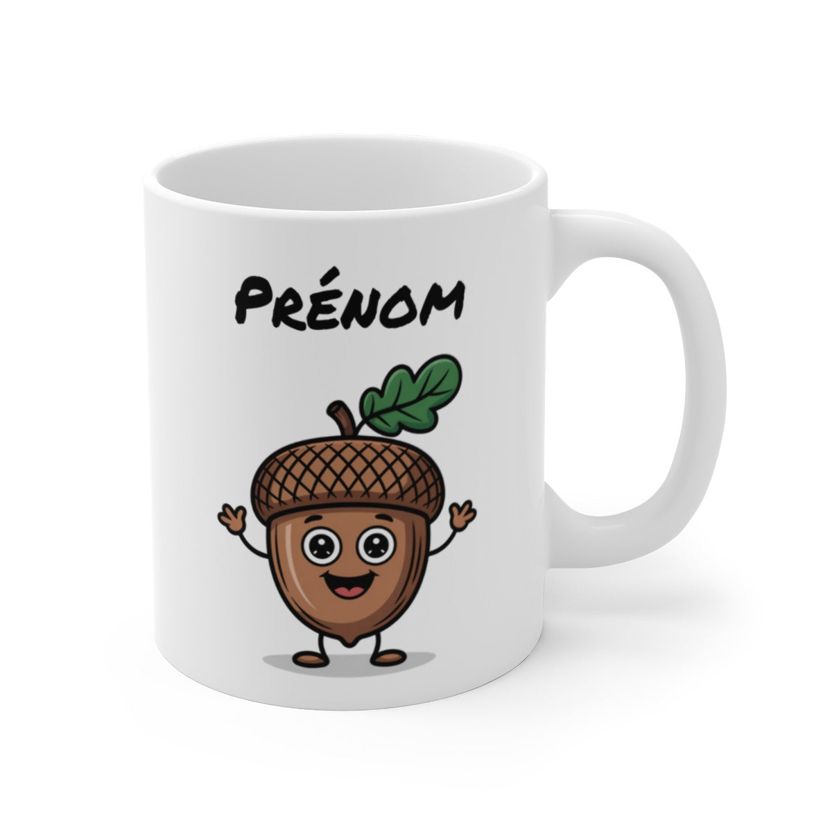 Mug Personnalisé Gland Mignon – Illustration Forêt Automne – Design Cartoon avec Prénom