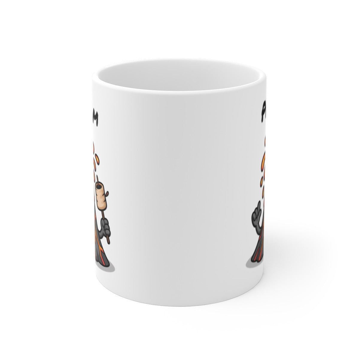 Tasse Personnalisable Volcan en Éruption – Mug Cartoon Feu et Guimauve avec Prénom – Cadeau Chaud Drôle 325ml
