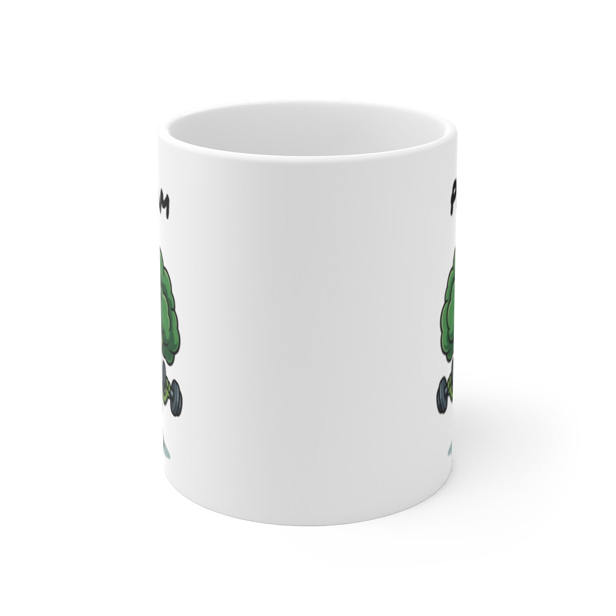 Mug Personnalisé Brocoli Musclé – Design Cartoon Sportif et Végétal – Illustration Fun avec Prénom