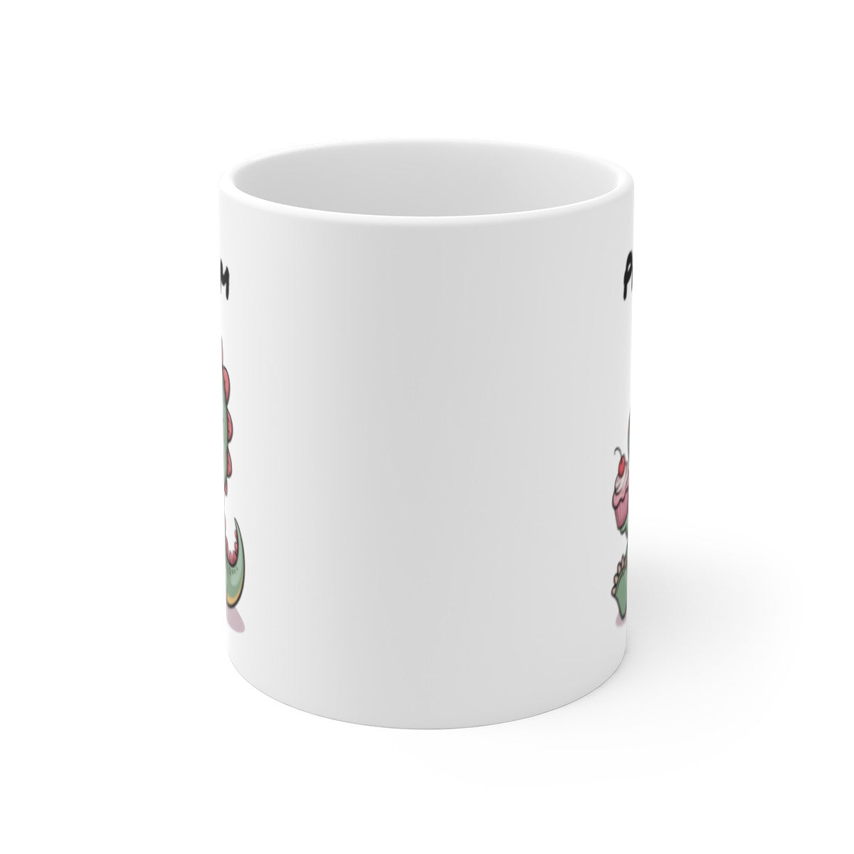 Mug Personnalisé Dinosaure Cupcake – Design Enfant Kawaii – Illustration Gourmande et Colorée avec Prénom