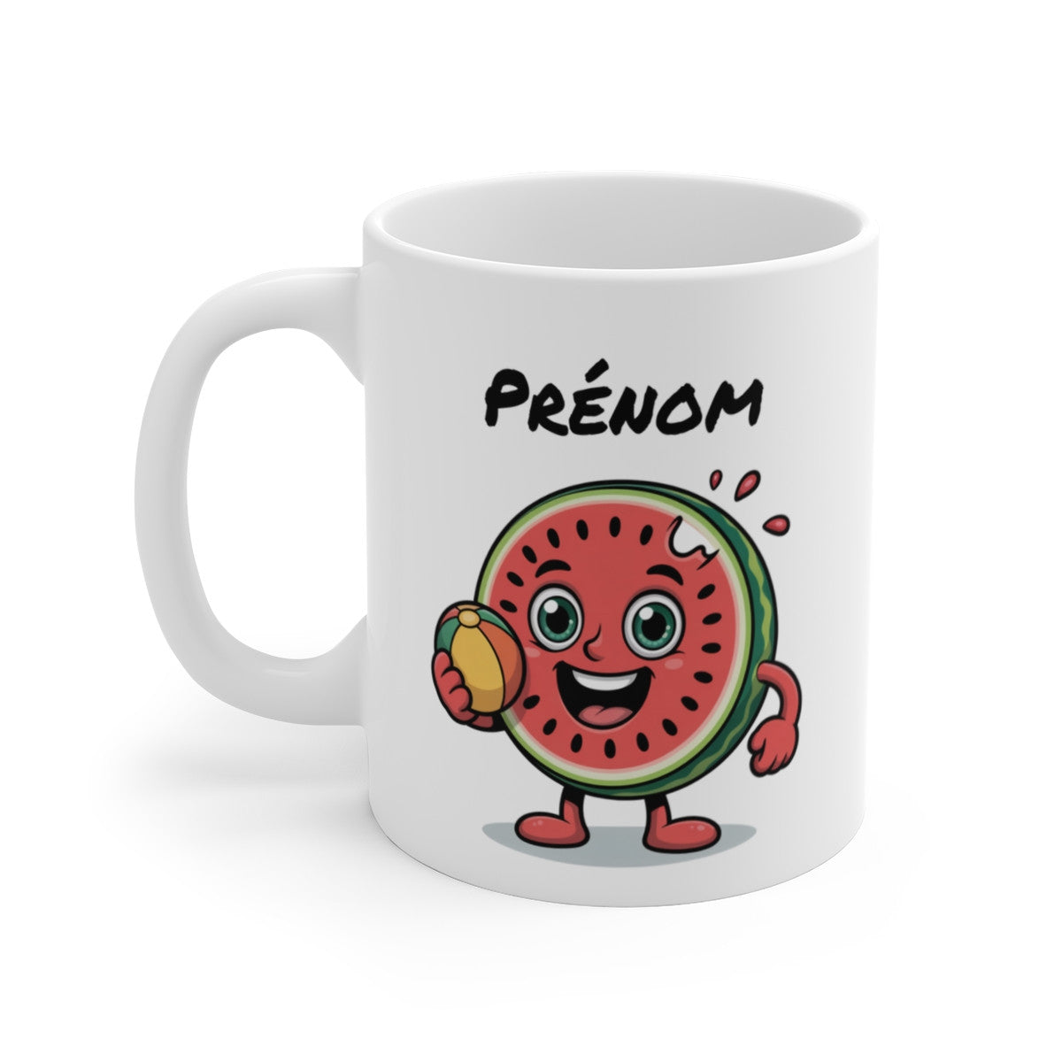 Mug Personnalisé Pastèque d’Été – Tasse Fruitée avec Prénom – Illustration Mignonne Vacances et Soleil
