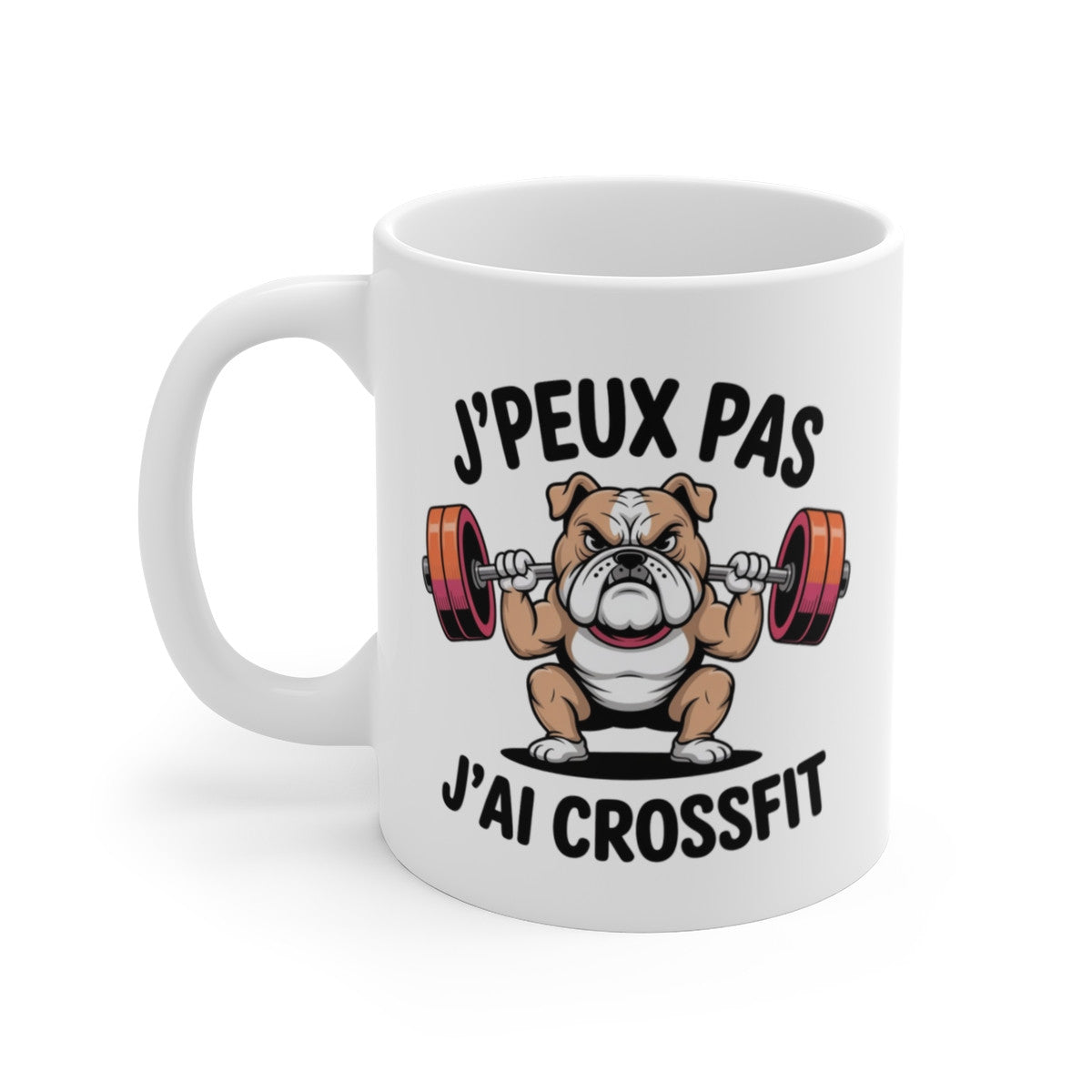 Mug J’peux Pas J’ai Crossfit – Bulldog Musclé Humour – Tasse Céramique Sport 325ml