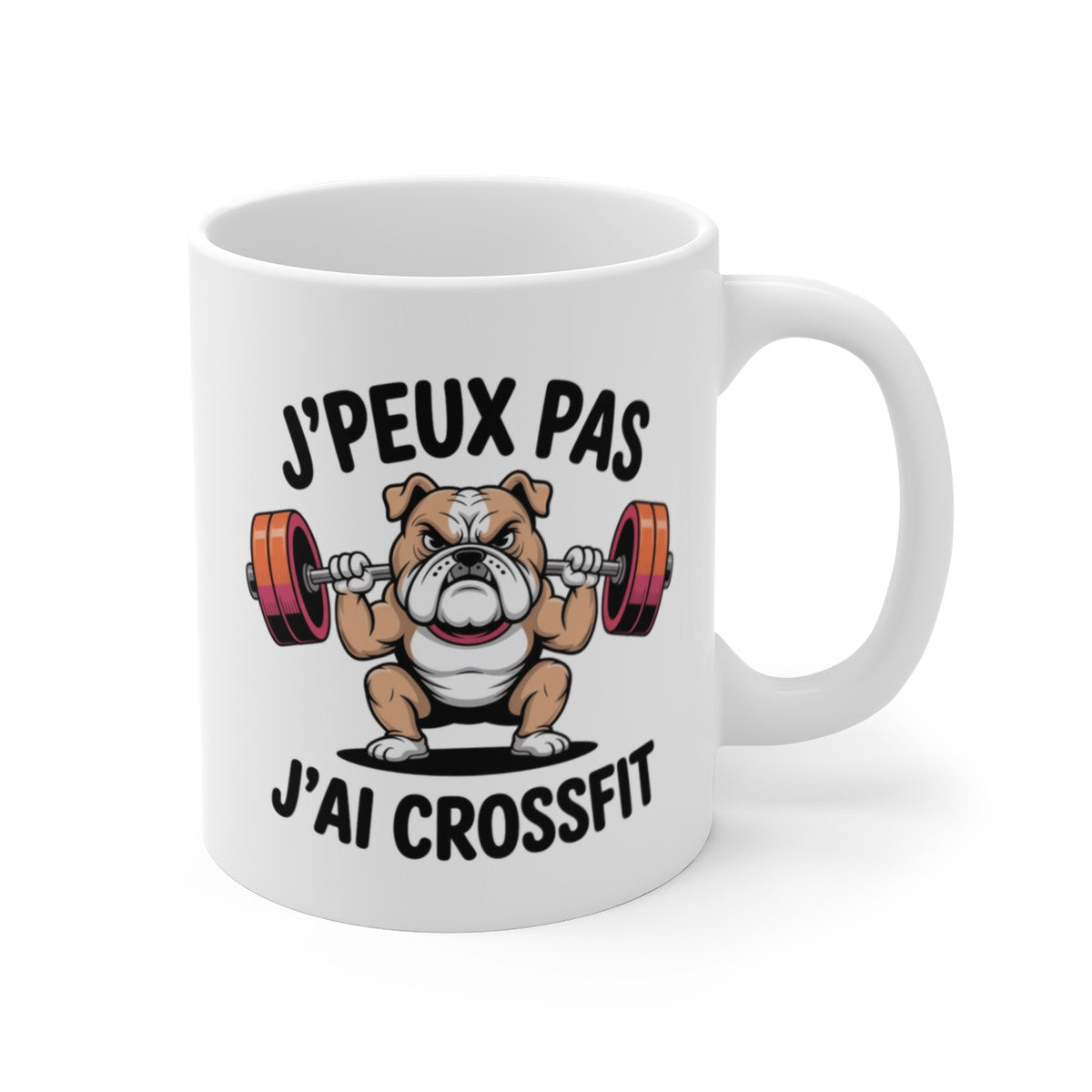 Mug J’peux Pas J’ai Crossfit – Bulldog Musclé Humour – Tasse Céramique Sport 325ml