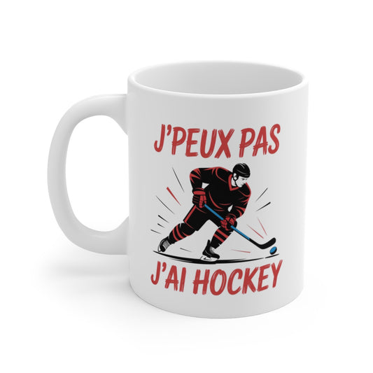 Mug J’peux Pas J’ai Hockey – Tasse Style Urbain Joueur Glace – Design Minimaliste Céramique 325ml