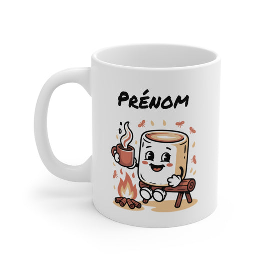 Mug Personnalisé Papier Toilette Feu de Camp – Illustration Kawaii Hygge – Tasse Céramique Cocooning 325ml