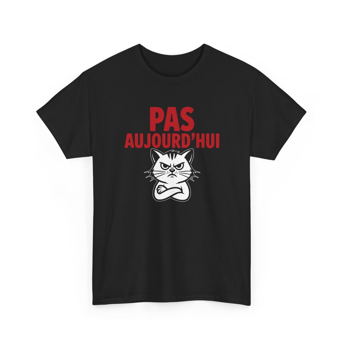T-Shirt Humour Pas Aujourd’hui Chat Grincheux – Tee Shirt Drôle Anti Motivation Fatigue Travail Bureau Cadeau Homme Femme