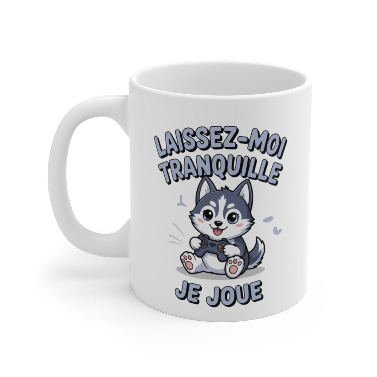 Mug Gamer Husky Mignon – Laissez-Moi Tranquille Je Joue – Tasse Kawaii 325ml