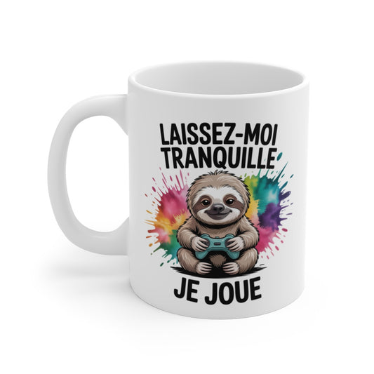 Tasse Paresseux Gamer – Mug Drôle Je Joue – Cadeau Geek Jeux Vidéo Humour 325ml Céramique